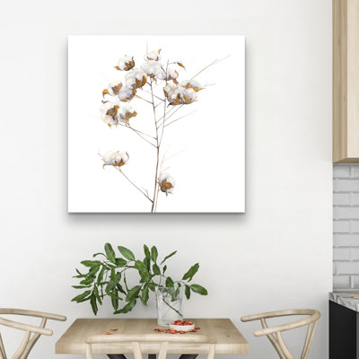 Cotton flowers branch - 32"x32" art on canvas