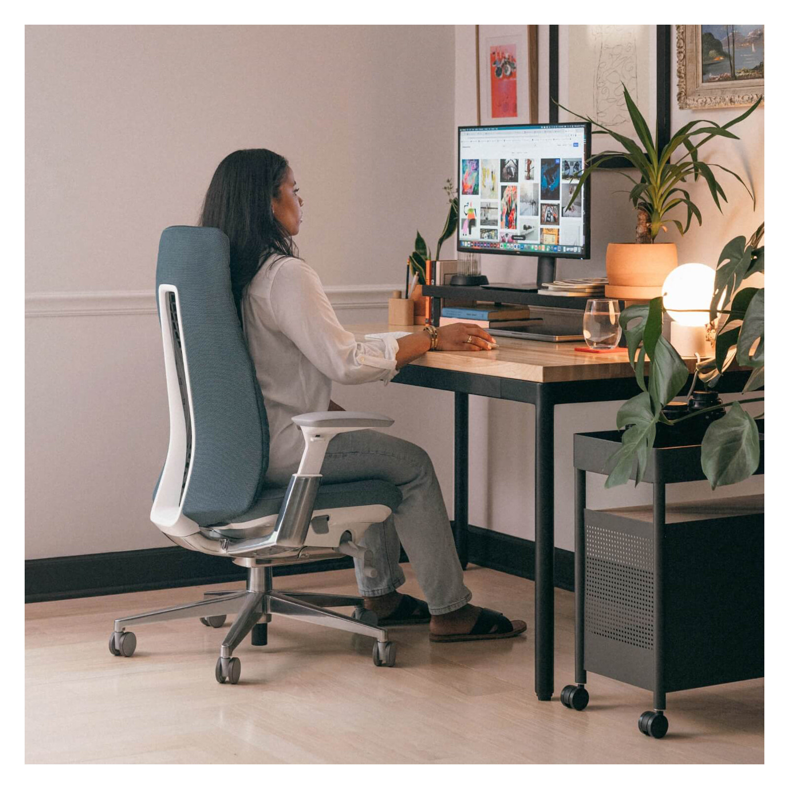 Haworth Fern Digital Knit Task Chair, No, Dark Lagoon