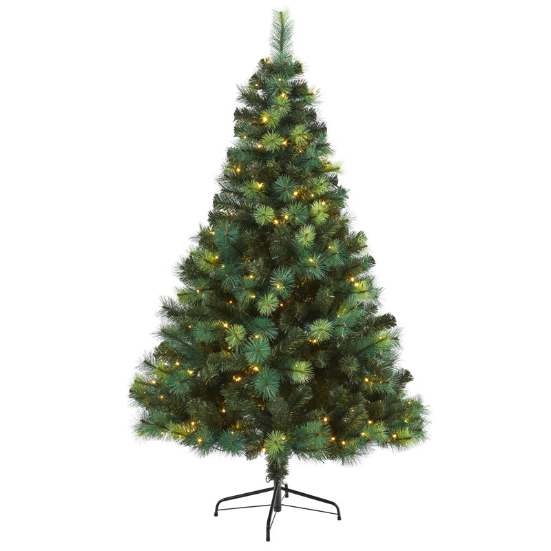 Lighted Artificial Pine Christmas Tree, 6' H