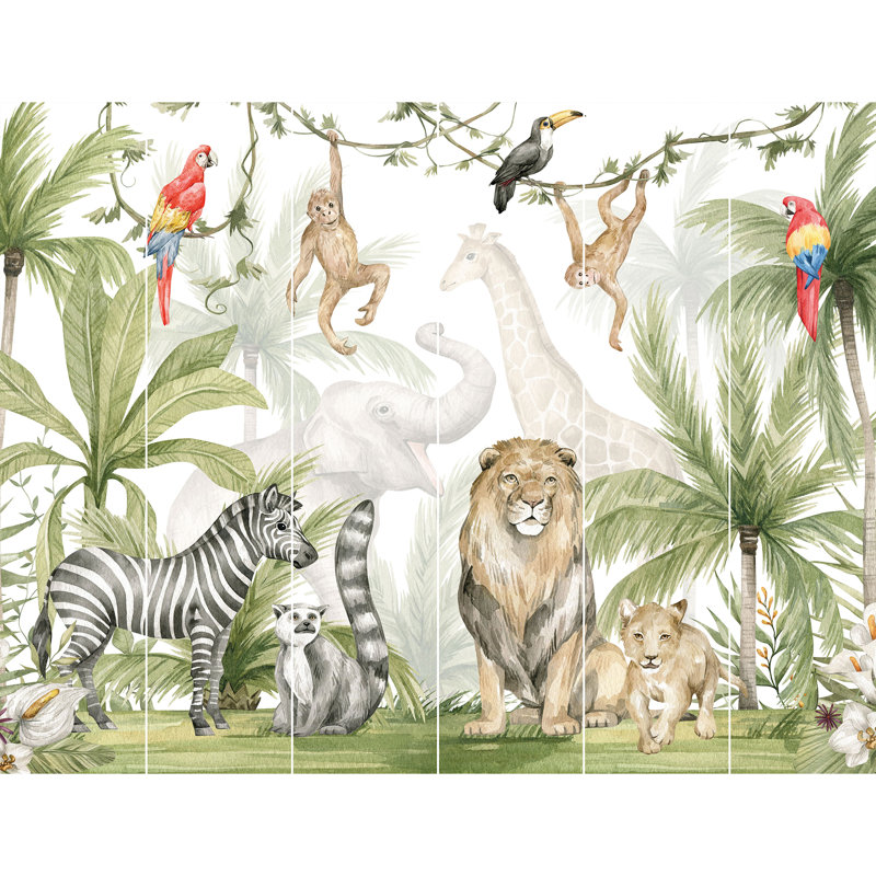 Panneau mural 6 panneaux Connie-Rose Jungle Safari L 8 pi x l 120 po
