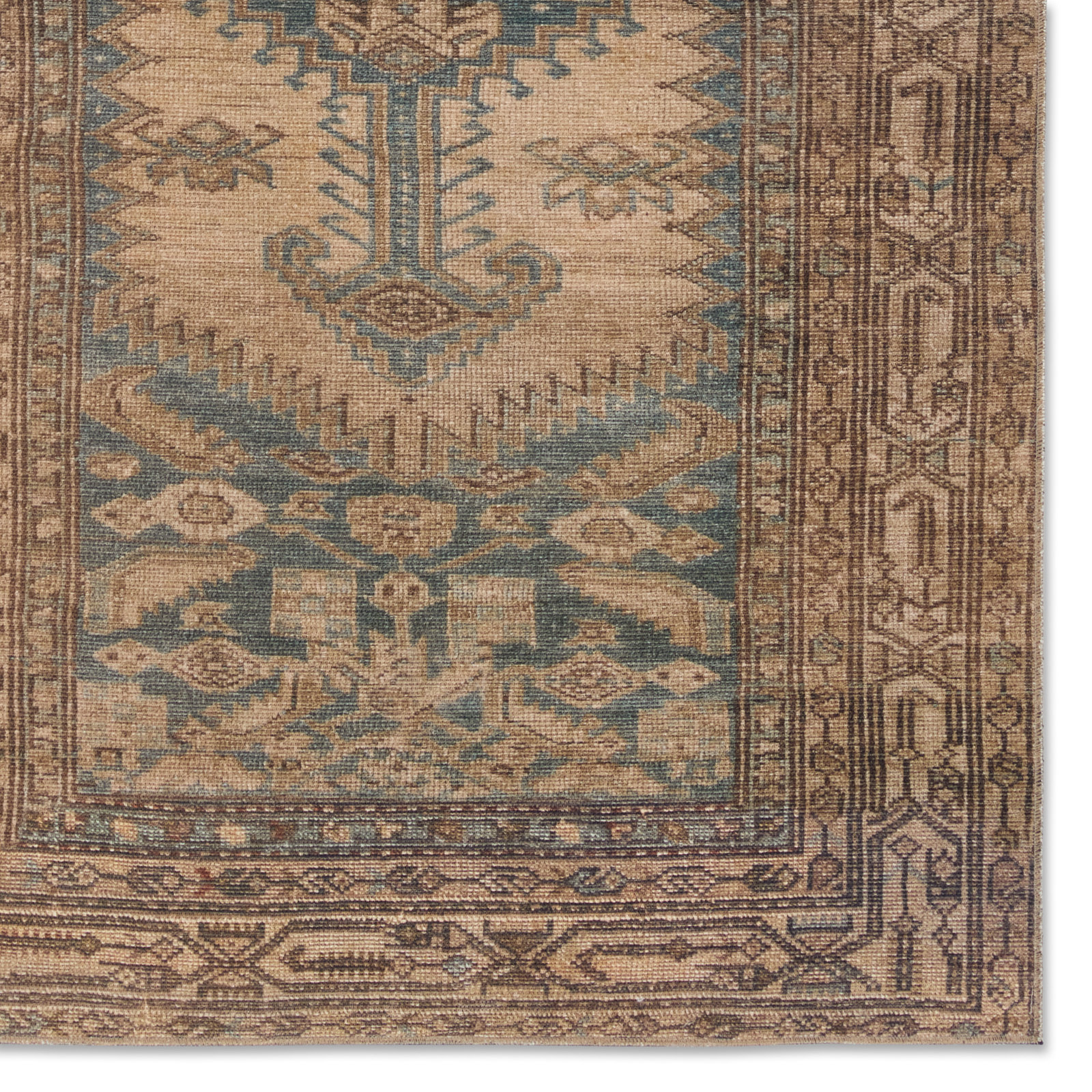 Blue/Brown/Tan Rug, Runner 2' x 6'