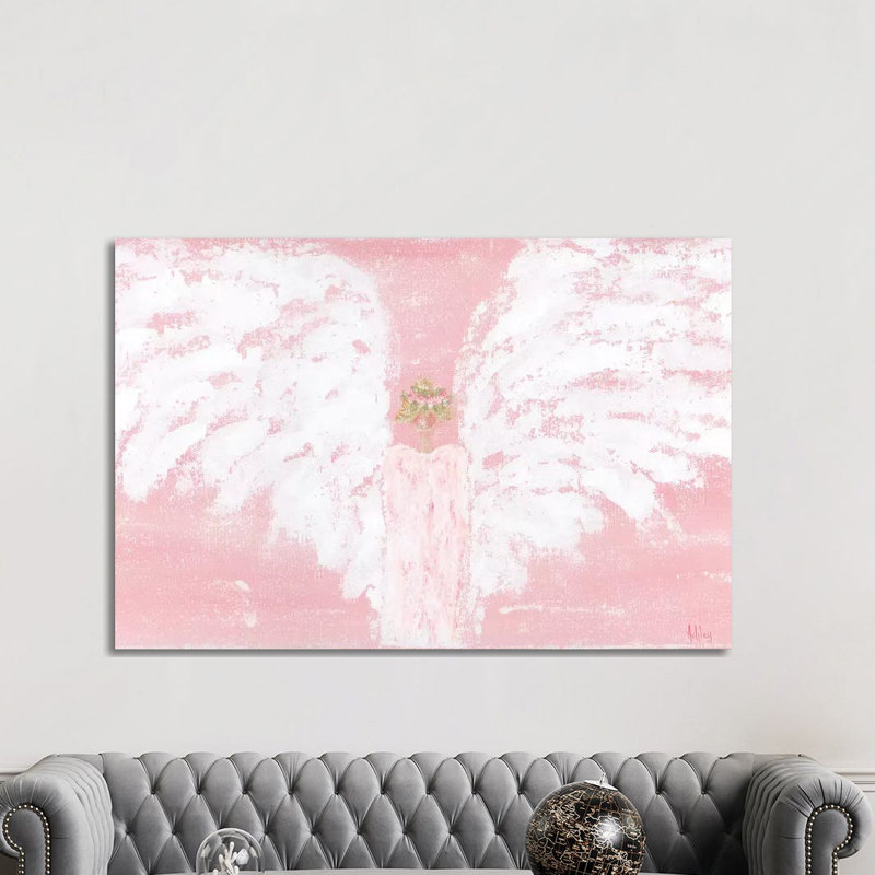 Pink Angel Wide by Ashley Bradley - Painting on Canvas, Wrapped Canvas, 152.5 cm H x 101.5 cm W x 3.175 cm D