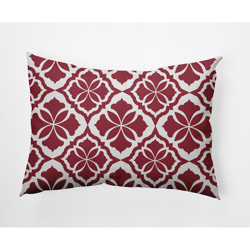 Geometric Outdoor Reversible Throw Pillow, Red