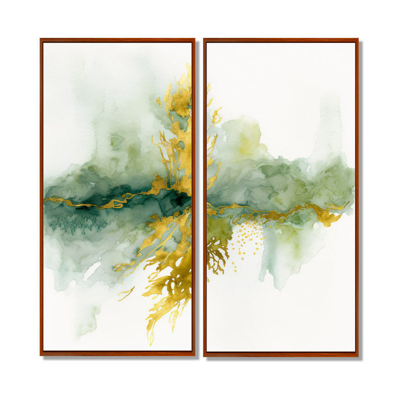 «Awakenings In French Moss I», art mural abstrait à encre liquide, H 20 po x l 24 po, Impression encadrée flottante, Brun