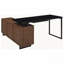 Bureau d'ordinateur en L, noir et noyer