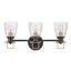 Luminaire de salle de bain à trois lumières Easton avec abat-jour en verre granuleux transparent-90546956