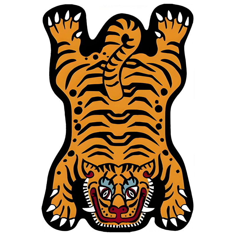 🐯 Orange Tummy Tiger Shaped Accent Rug