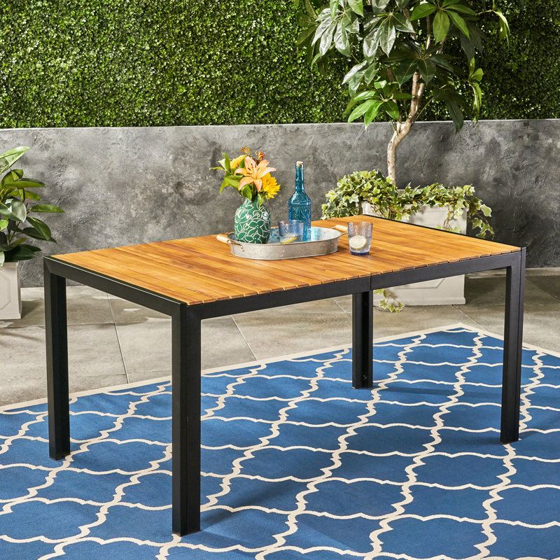 Table de salle à manger contemporaine en bois avec pieds en fer - 59 X 35,5 30 pouces, surface de déversement, finition haut de gamme P l, haut, assemblage facile