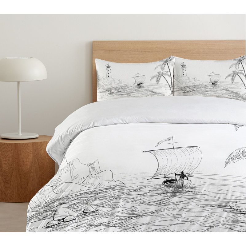 Coastal Duvet Cover, Twin Duvet Cover + 1 Standard Sham