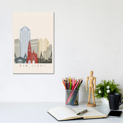 San Diego Skyline Poster 1 Piece Wall Art on Canvas