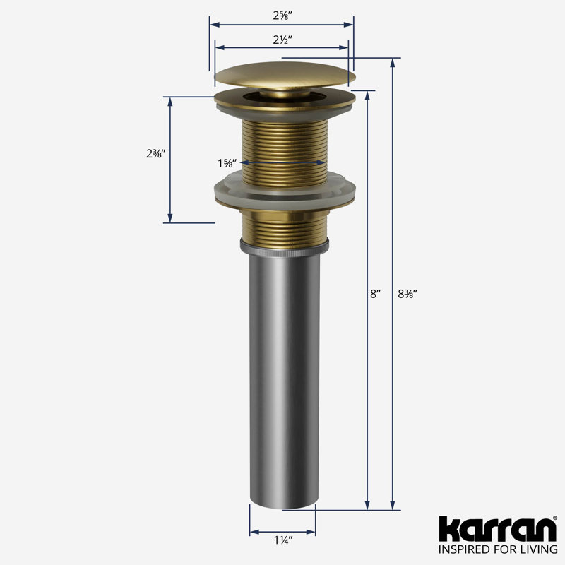 Bonde de salle de bain Karran PU25, Or brossé