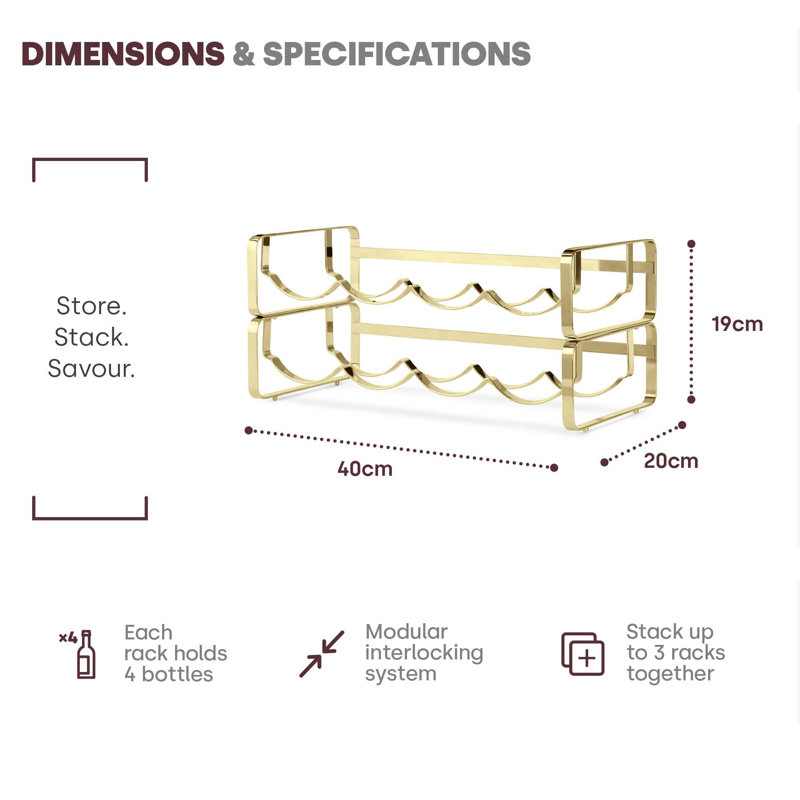 8 Bottle Wine Bottle Rack Gold