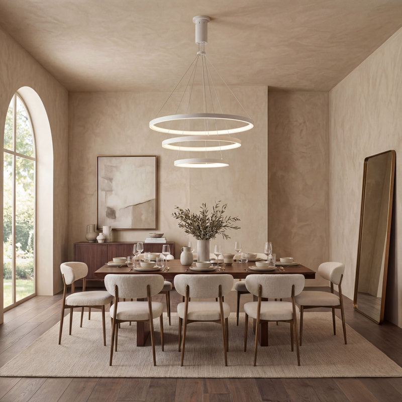 Lustre à 3 niveaux Meranda, Blanc