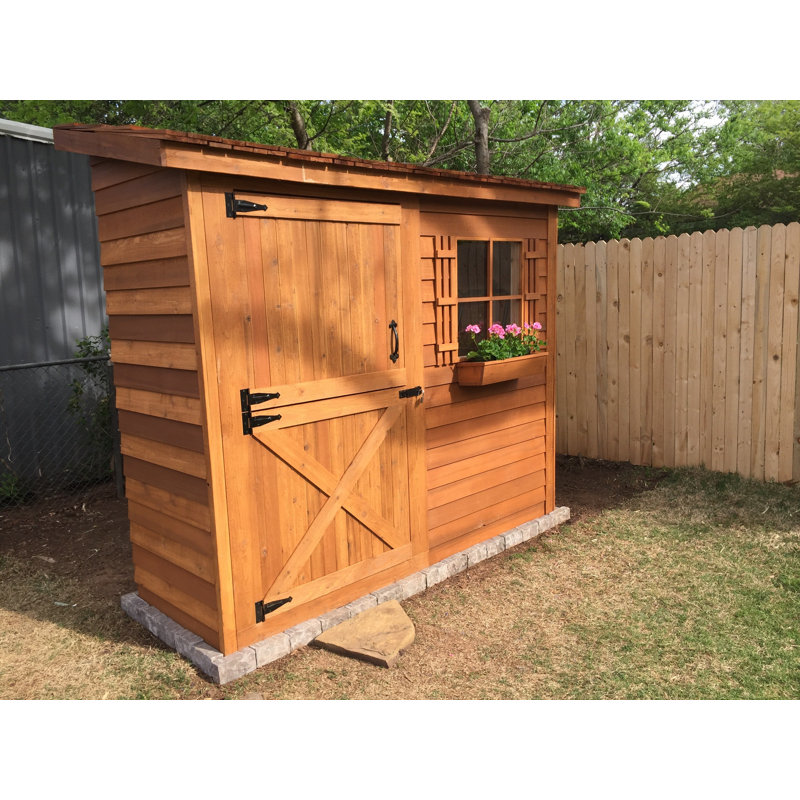 Bayside 8 ft. W x 4 ft. D Western Red Cedar Wood Lean-To Bike Shed, Storage Shed