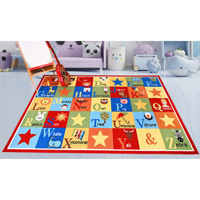 Carpets for Kids ABC 123 Butterflies Counting Literacy Tufted Blue/Red ...