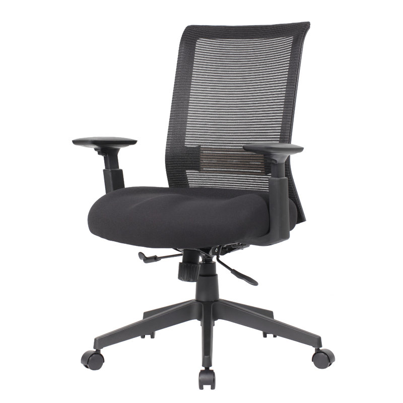 Rolling Task Chair, Black Mesh, Foam Padded Built-In Seat Slider