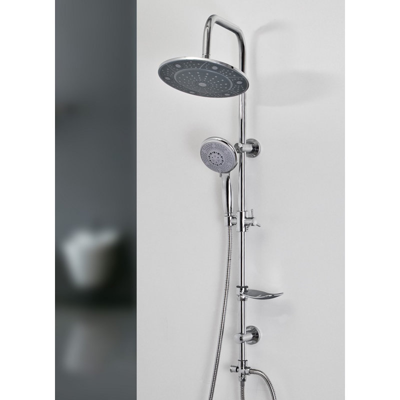 Exposed Mixer Shower with Handheld Shower Head and Fixed Shower Head
