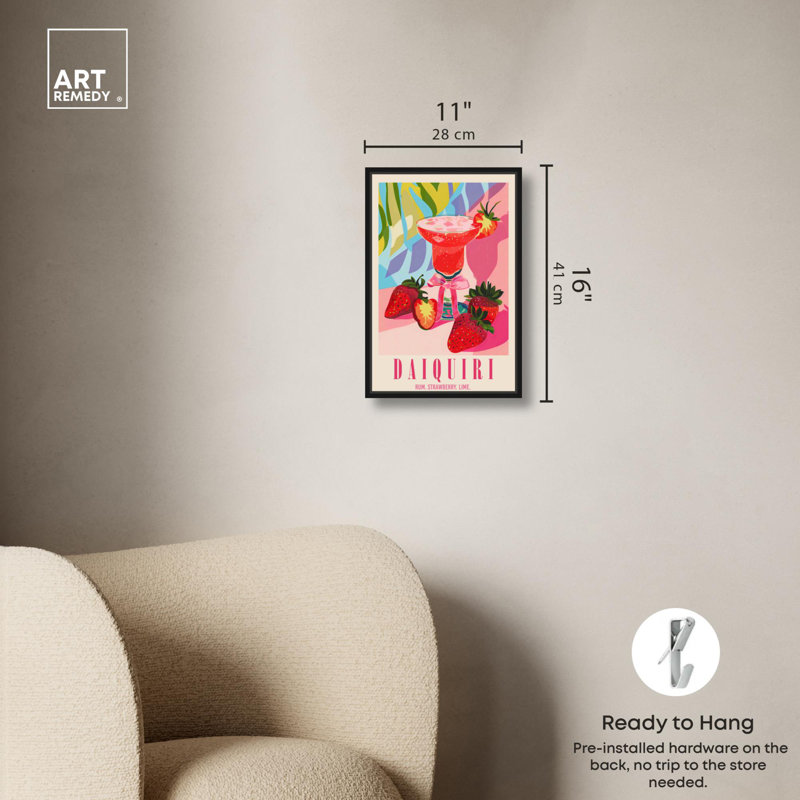 «Classy Daiquiri», reproduction d'art sur toile par Art Remedy, Cadre flottant noir, H 16 po x l 11 po