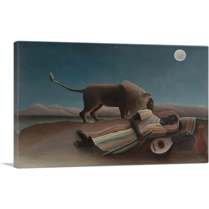 «The Sleeping Gypsy 1897» par Henri Rousseau, reproduction d'art sur toile tendue, H 18 po x l 26 po x P 0,75 po