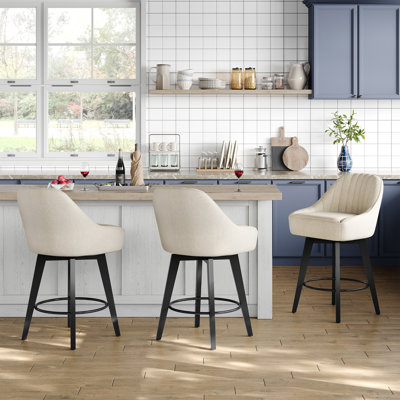 Swivel Upholstered Counter Stool with Metal Frame