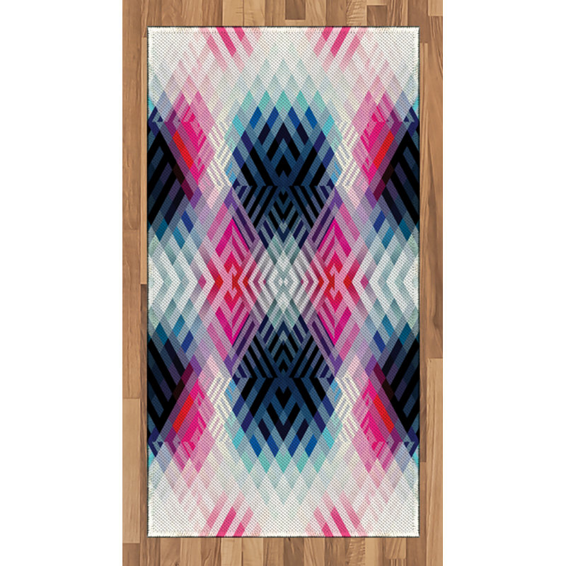Abstract High Density Long Fiber Poly Threads Decorative Area Rug Carpet, Rectangle 2'7" x 5'