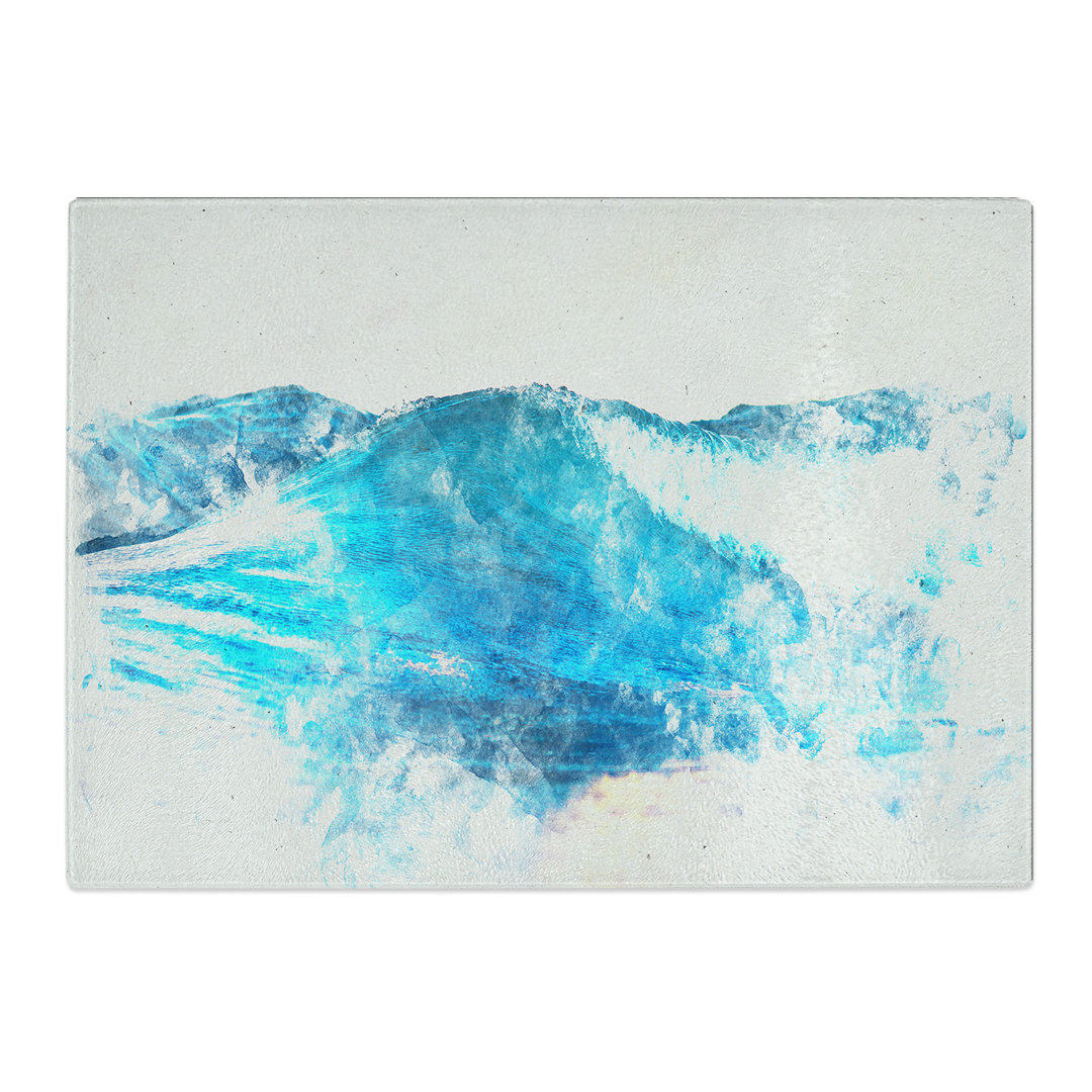Tempered Glass Rolling Ocean Waves Chopping Board