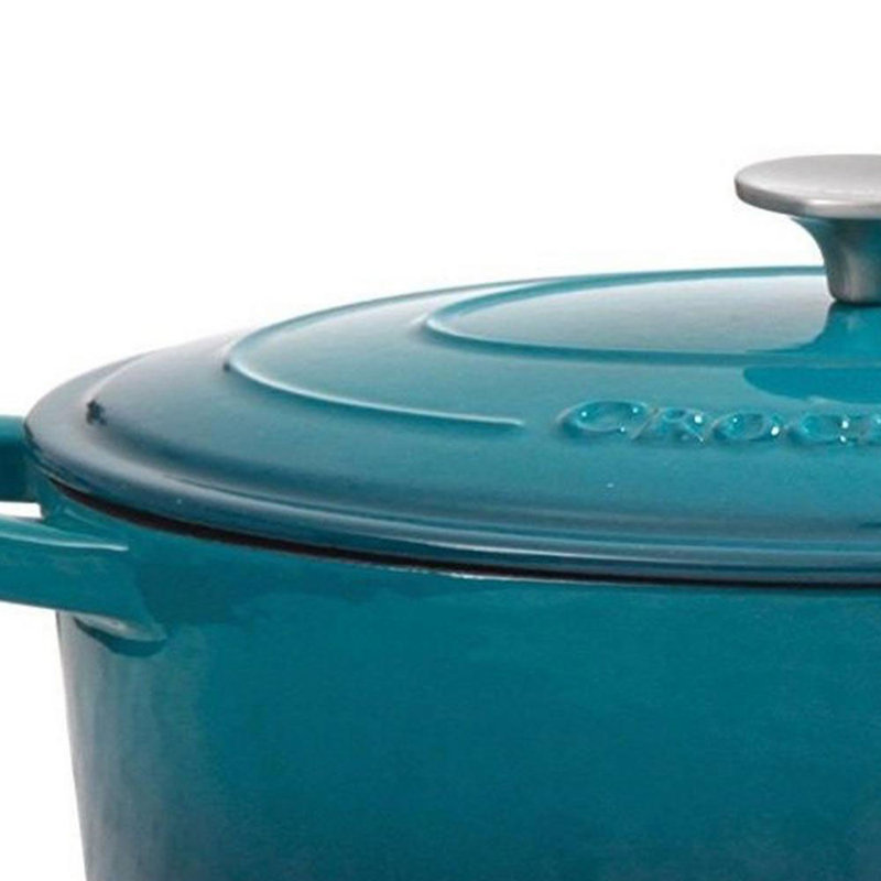 Crock-Pot 5Qt Round Enamel Cast Iron Dutch Oven Bundle With 7Qt Oval Dutch Oven