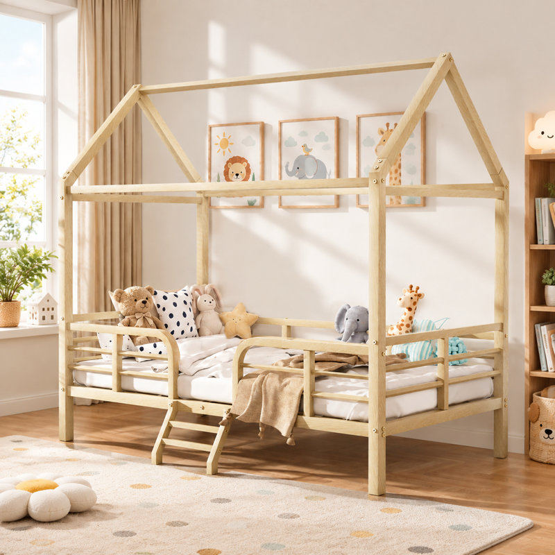 Structure de lit simple avec garde-corps et échelle, Tanné