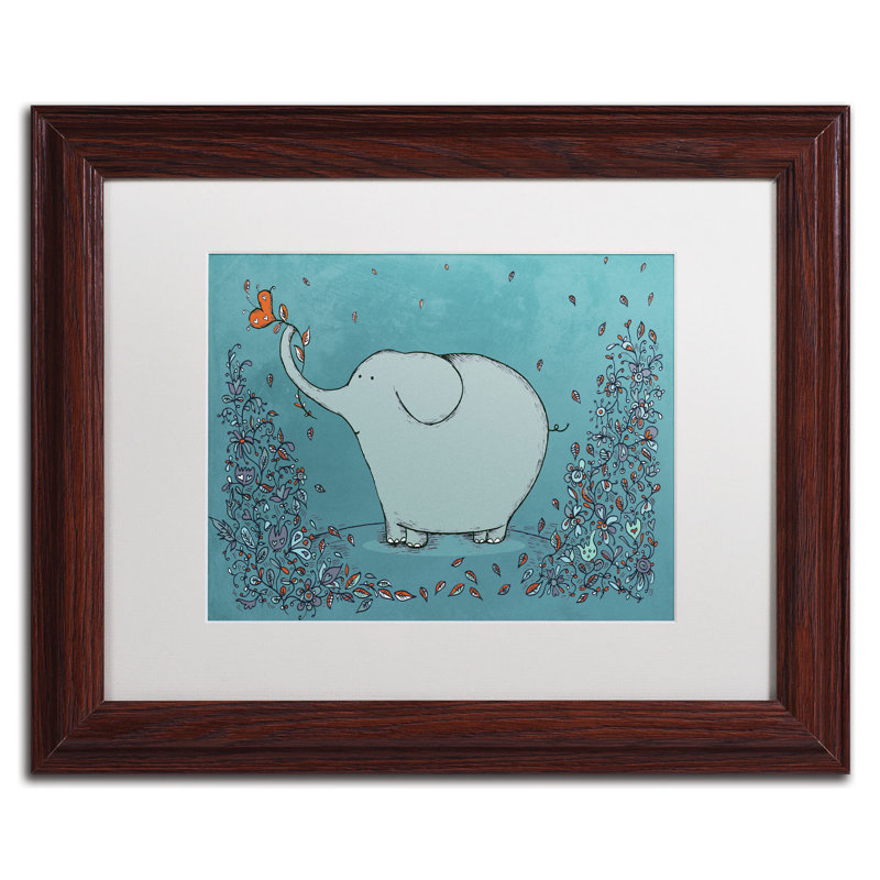 « jardin éléphant » par carla martell, art encadré, H 11 po x l 14 po, Blanc