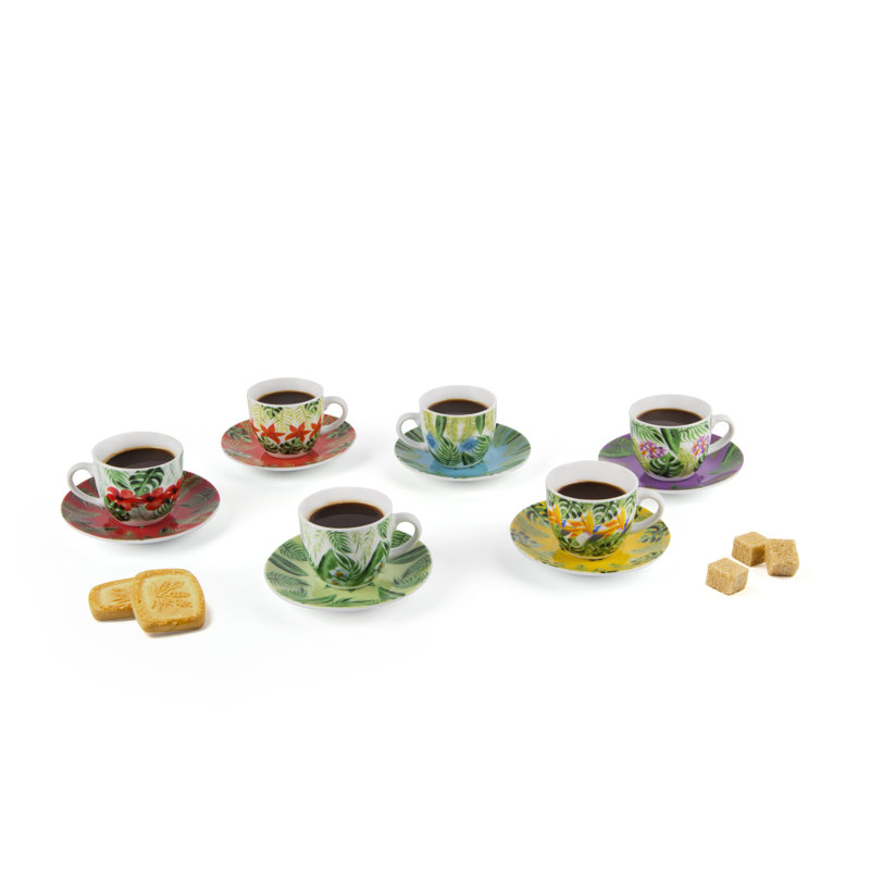 Mandala Tropical Porcelain Espresso Cup and Saucer