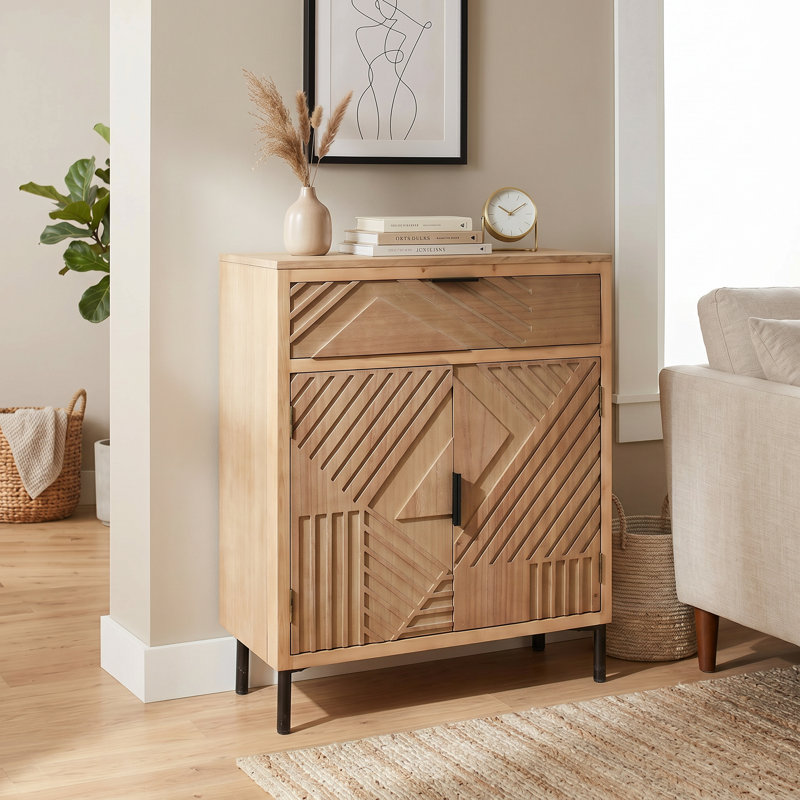 32.87" Tall Solid Wood 2-door Accent Cabinet