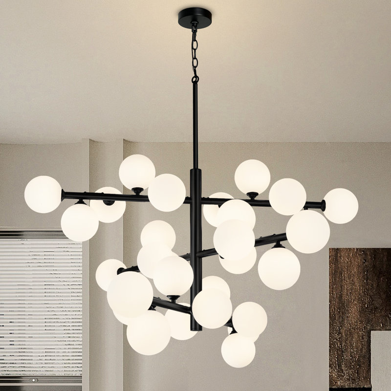 Lustre moderne en verre 30 lumières Mid-Century Spoutnik