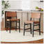 Ensemble de 2 tabourets de comptoir 24,25 po Classic, ensemble de 2 tabourets de comptoir en polyuréthane brun avec structure en bois d'hévéa, dossier et siège en cuir tissé croisé, convient à la cuisine / chambre à coucher / salle à manger