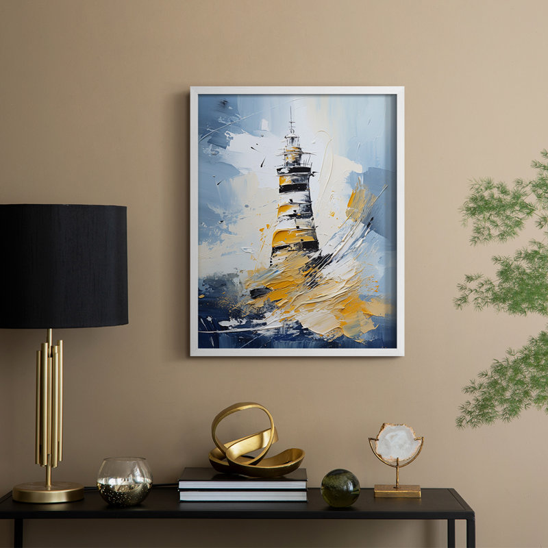 NAUTICAL Series DXXII Framed Print - Solid Wood, 15" H x 12" W, Blanc