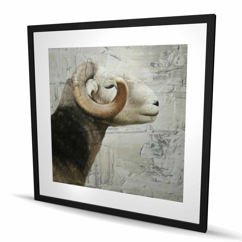 Aries - Reproduction matte encadrée rustique pour la décoration intérieure, H 36 po x l 36 po, Noir
