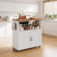 Îlot de cuisine roulant avec rangement intégré, chariot en bois à roulettes verrouillables et porte-serviettes, 90 cm, blanc-980337859