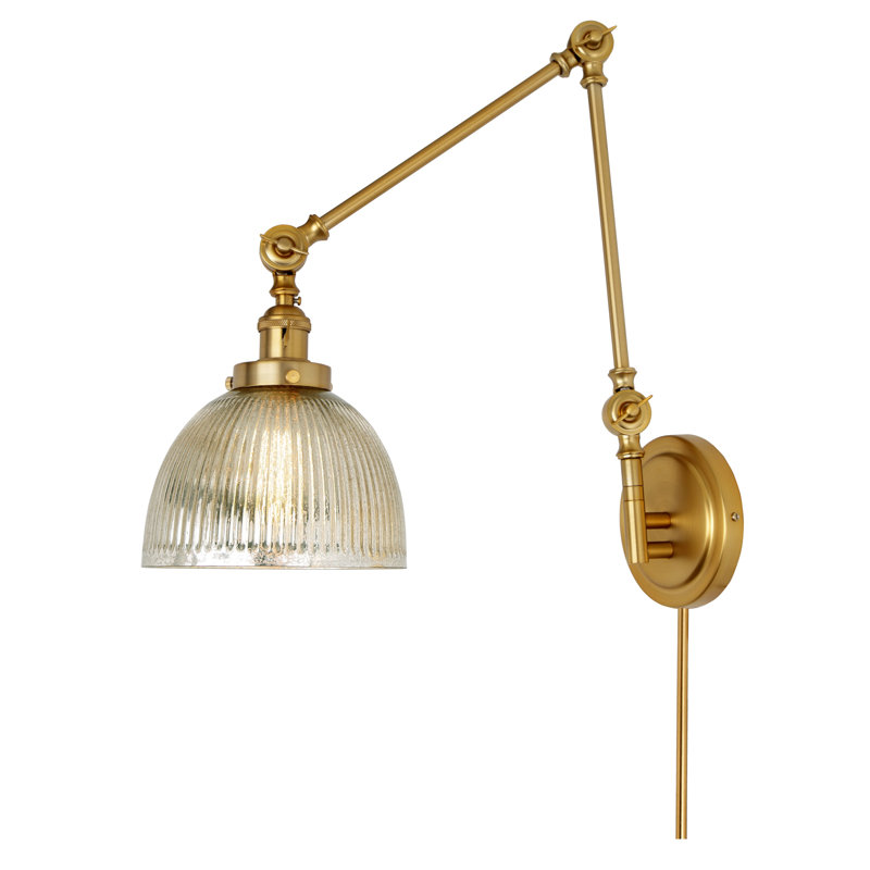 Martucci Plug-in Swing Arm Sconce, Satin Brass