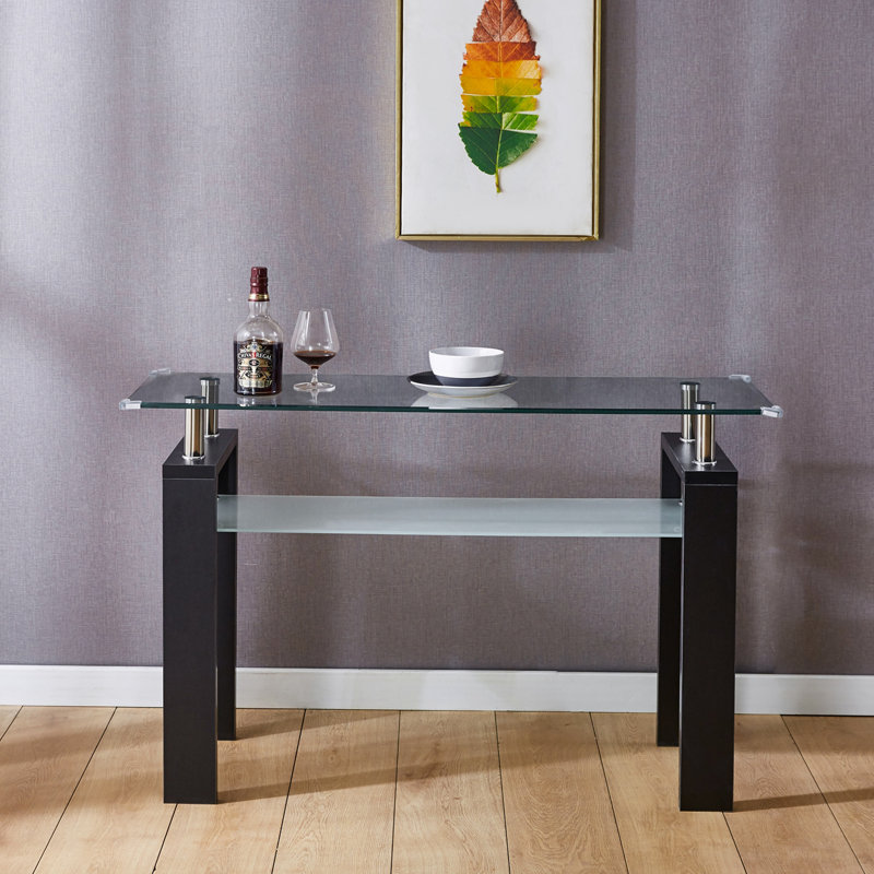 Black MDF Console Table,Entryway table,Hoyer table with Tabletempered glass table top, Black