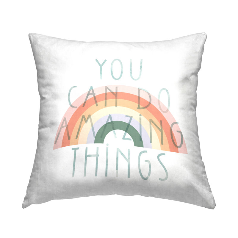 Conception de coussin décoratif «You Can Do Amazing Things Inspirational Rainbow» par Daphne Polselli