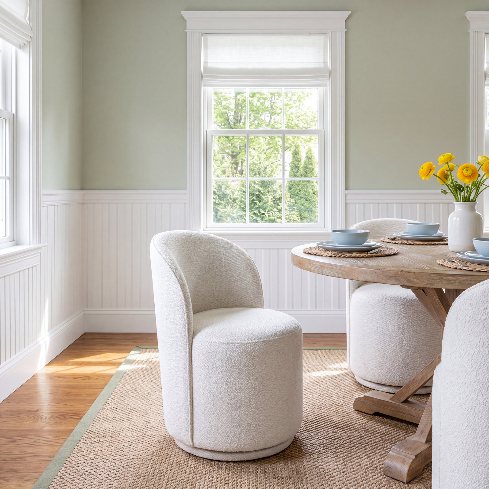 Sharlene Swivel Dining Chair, Merino Pearl