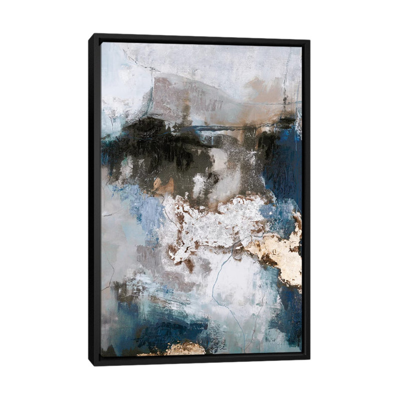 Waterfall - Painting on Canvas, 26" H x 18" W x 1.5" D, Black Framed Canvas