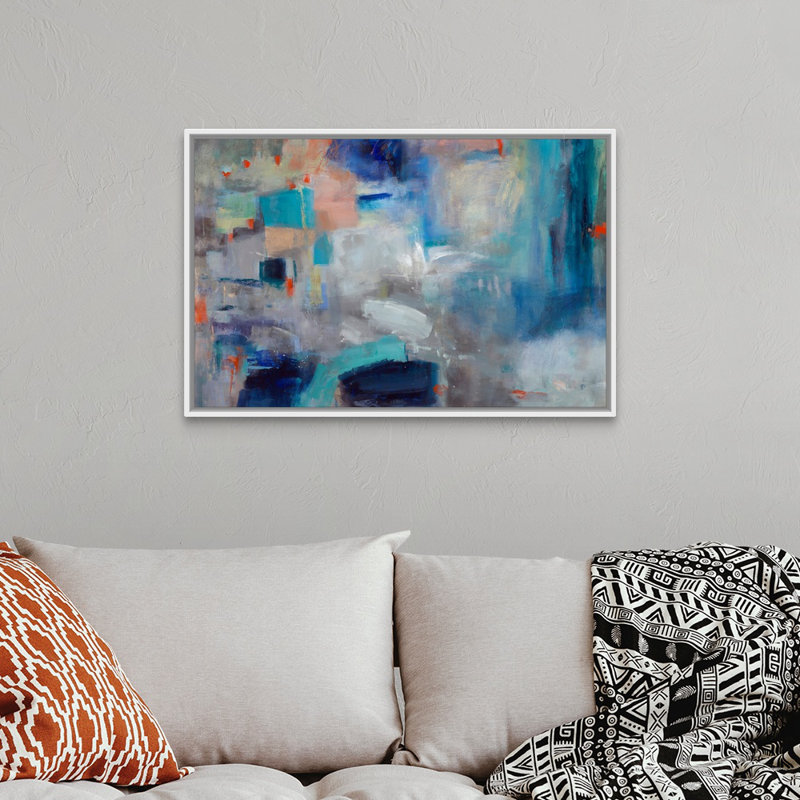 Reproduction d'art sur toile, H 26 po x l 38 po x P 1,75 po, Cadre flottant blanc