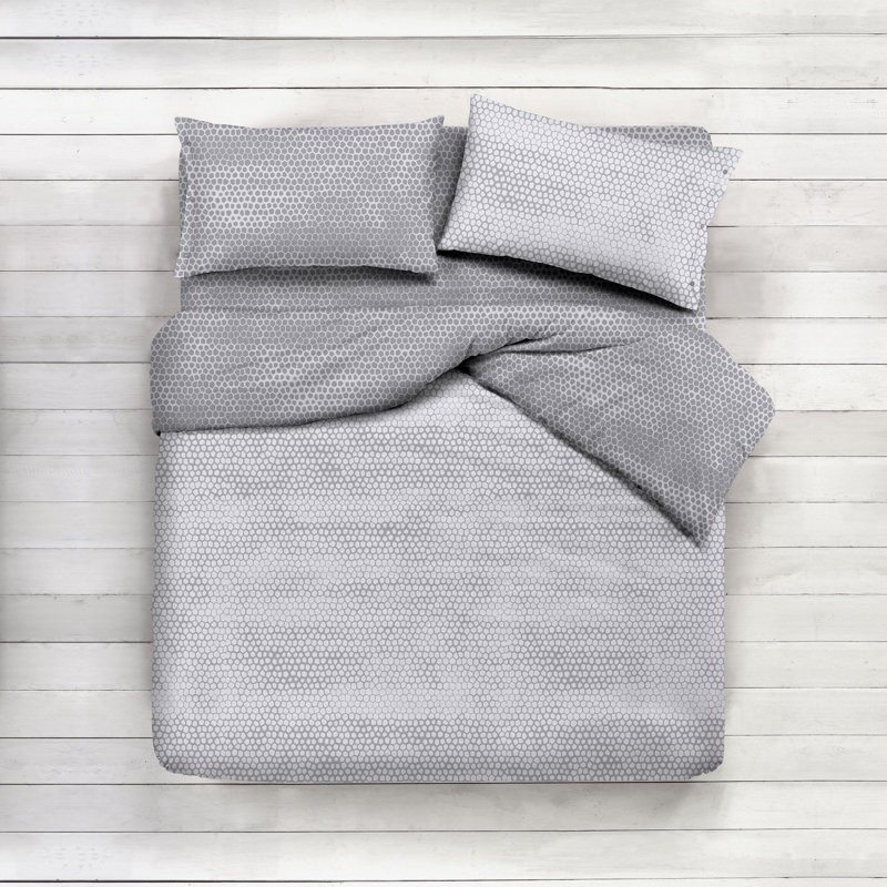 Hiroya Duvet Cover Set, Grey/Brown/Blue, 200 x 200cm - 2 Pillowcases (80 x 80 cm)