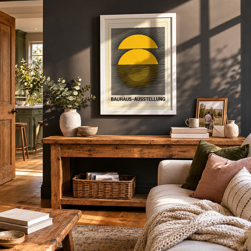 Bauhaus Exhibition Geometric - Framed Print, A3 - 42.0 x 29.7 cm, White