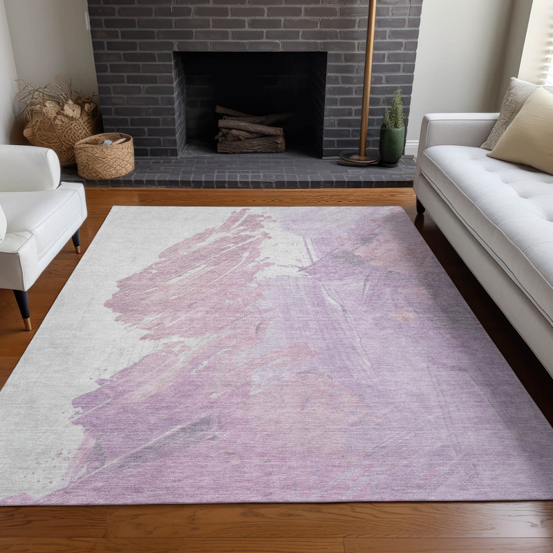 Tapis lavande lavable à la machine intérieur / extérieur Xhevrie, Rectangle 10 pi x 14 pi