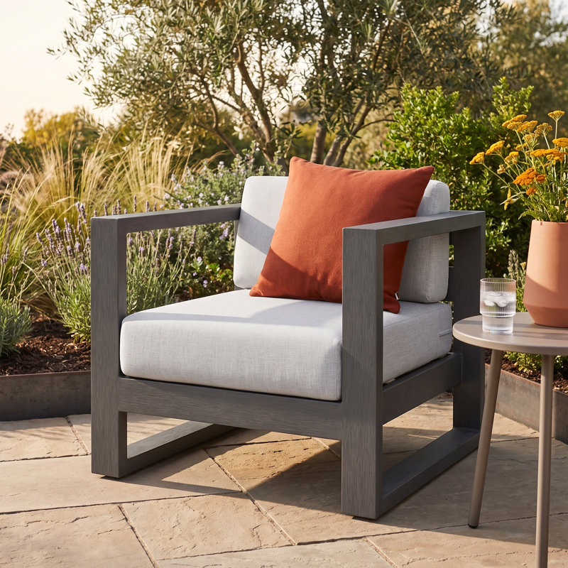 Georgie Outdoor Lounge Chair with Sunbrella® Cushions, Cast Silver Sunbrella®