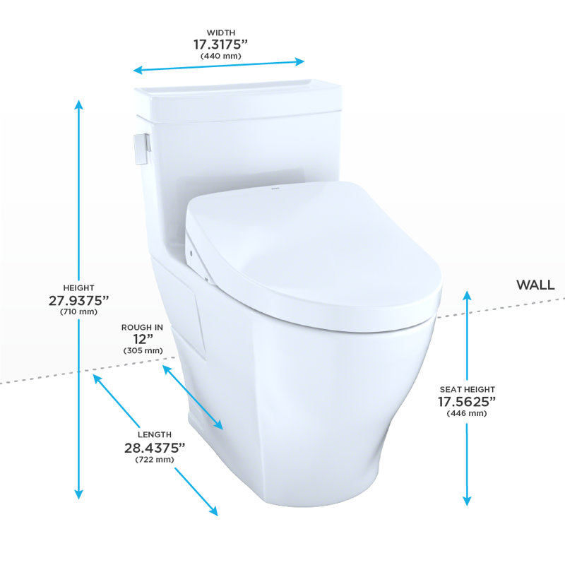 TOTO WASHLET®+ Legato® One-Piece Elongated 1.28 GPF Toilet with Auto Flush S500e Bidet Seat, Cotton White