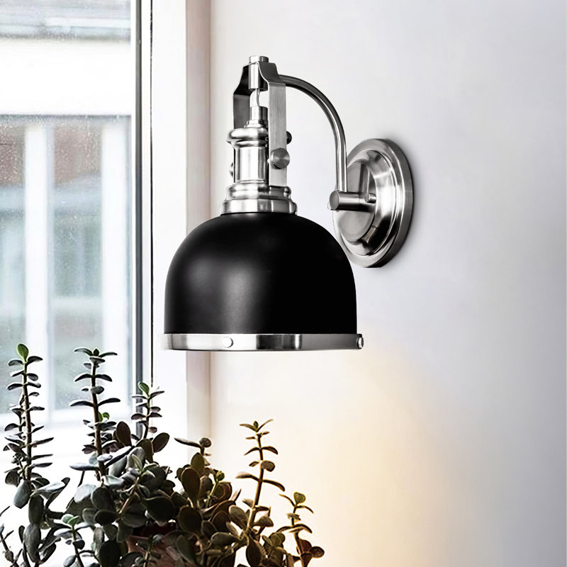 Albana 11.4''H Black Brushed Nickel Wall Sconce with Dome Shade