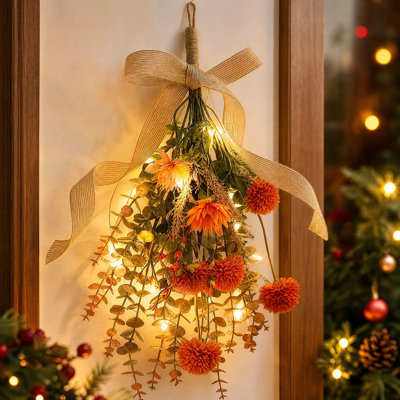 Décorations de Noël porte de couronne décorative en tissu avec un bouquet de couleurs d'automne pour les vacances d'hiver