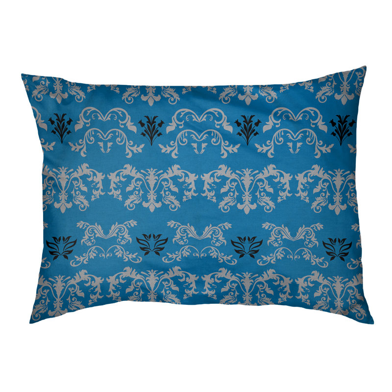 Coussin d'extérieur Houston Football Baroque, Grand (l 50 po x P 40 po x H 6 po), Argent / bleu Honolulu / noir